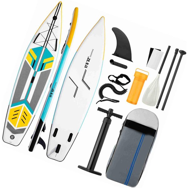 Tabla De Stand Up Paddle Inflable SUP Board De 6 Pulgadas De Espesor Tabla De Surf SUP Set De Surf Con Remo Board Surf Fin Correa Enrollada Verde-image