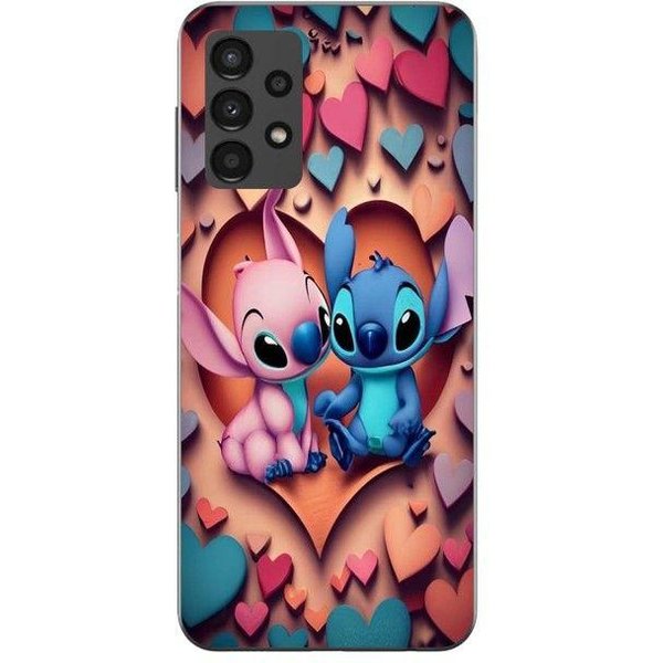 Funda Maniacase Para Samsung Galaxy A13 4G Stitch ÁNgel CorazóN Colorido Negro-image