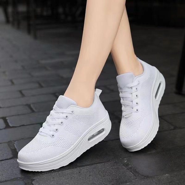 Nuevos Zapatos Tejidos Voladores Para Mujer Zapatos Con AmortiguacióN De Aire Zapatos Casuales De Primavera Para Mujer Tendencia De Moda Zapatos De Plataforma Zapatos Para Mujer 40 Blanco-image