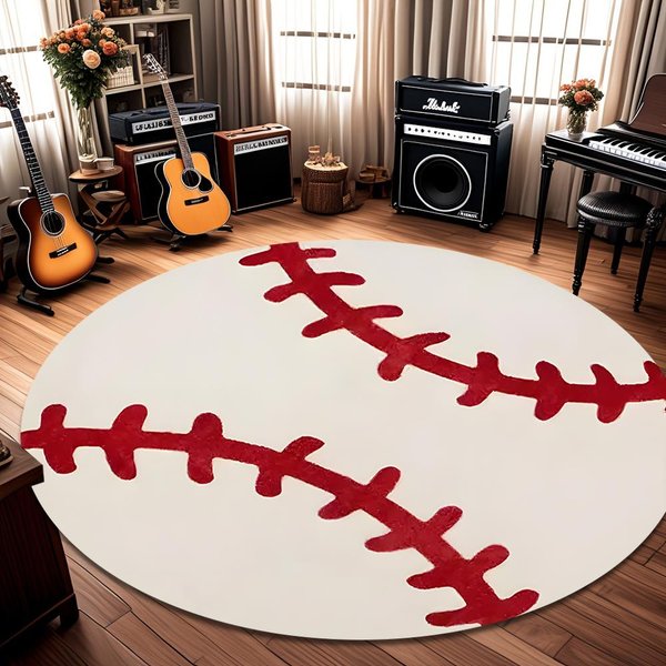 Dywanik Z Wzorem Vintage Baseballowy Mata PodłOgowa AntypośLizgowy Dywanik Dekoracja Domu Do Salonu Sypialni WystróJ Sportowy WystróJ Sypialni 80X80Cm-image
