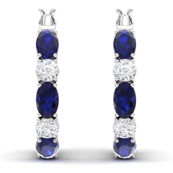 Pendientes De Aro Huitan Para Mujer Con Circonita CúBica Azul/Blanca Temperamento Nupcial Boda Fiesta Pendientes JoyeríA De Moda VersáTil Blue-image