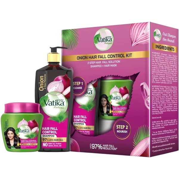 Kit Control CaíDa De Cabello Dabur Vatika Con Champú De Cebolla 640Ml Y Mascarilla Nutritiva 500G Para Un Cabello MáS Fuerte Y Grueso Y Cuidado Del Cuero Cabelludo-image