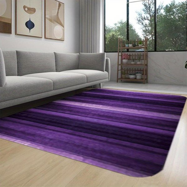 Fioletowy Pasiasty Dywanik Obszarowy AntypośLizgowy Dywan Do Salonu Modny Minimalistyczny WystróJ Domu Mata PodłOgowa Do Sypialni 40X60Cm Gray-image