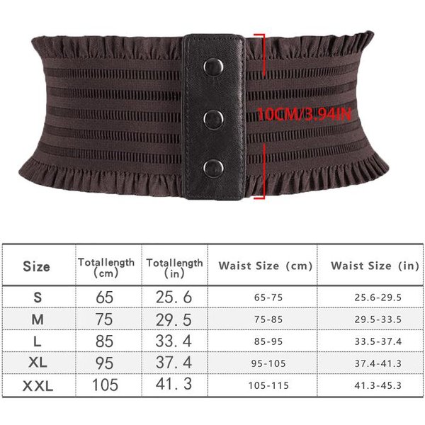 Falbany Szeroki Pas PotróJna Klamra Elegancka Elastyczna Talia Dekoracyjna Sukienka Pas Dla Kobiet DużY Rozmiar 105Cm Black-image