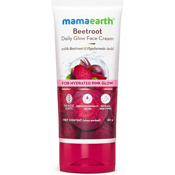 Crema Facial Resplandor Remolacha Mamaearth Con ÁCido HialuróNico 80G – Resplandor Rosado Hidratado, IluminacióN InstantáNea Y Ligera Para Todo Tipo De Piel White-image