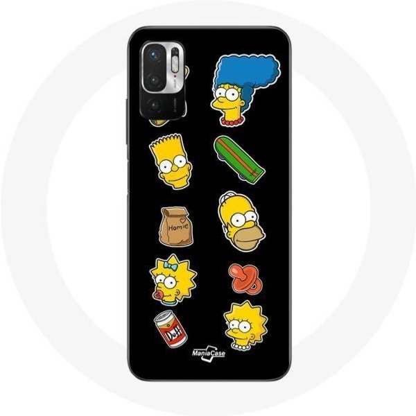 Funda Para Xiaomi Redmi Note 10T 5G Los Simpson Pegatinas Fondo Negro-image