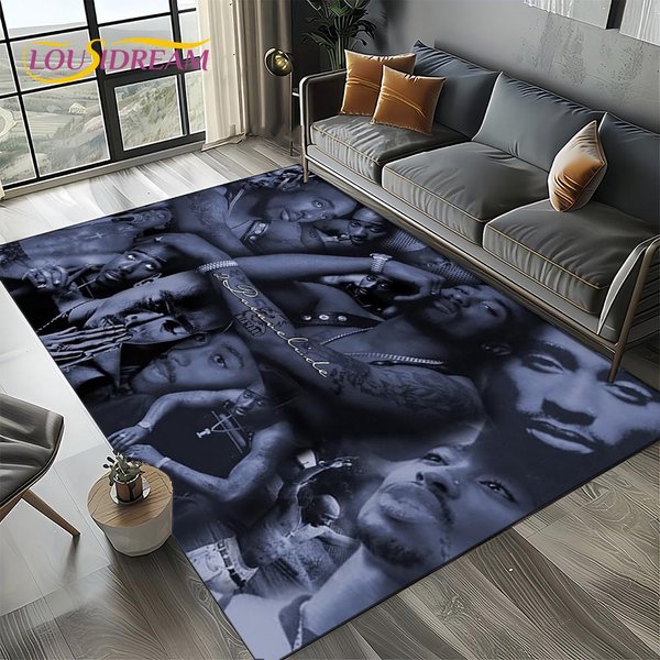 Raper Eminem Tupac 2Pac Hip-Hop Rap God Dywanik Dywan Do Salonu Sypialni Domu Dekoracja Sofy, Dywanik Obszarowy AntypośLizgowa Mata PodłOgowa 40X60Cm( 15X23In )-image