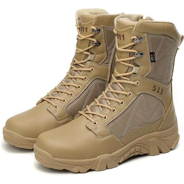 Botas De Entrenamiento De Combate Para Hombre Botas TáCticas Zapatos De Senderismo De CañA Alta Para Exterior AnticolisióN Cremallera Impermeable Botas Militares 44-image