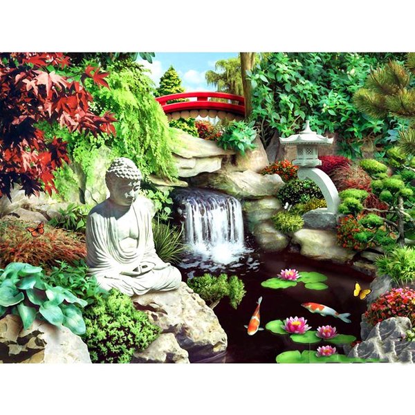 Pintura De Diamante 5D DIY Buda Y JardíN , Bordado De Punto De Cruz, Mosaico, DecoracióN Del Hogar, Regalo 20X30CM-image