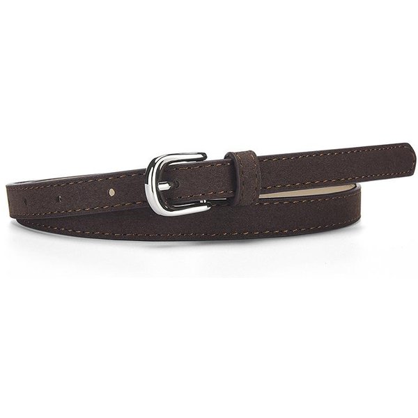 DiseñO Simple Para CinturóN Fino De Mujer Moda Casual VersáTil Accesorios Para Jeans FajíN Gamuza Cuero PU Hebilla De Pin Cinturilla 105CM-image