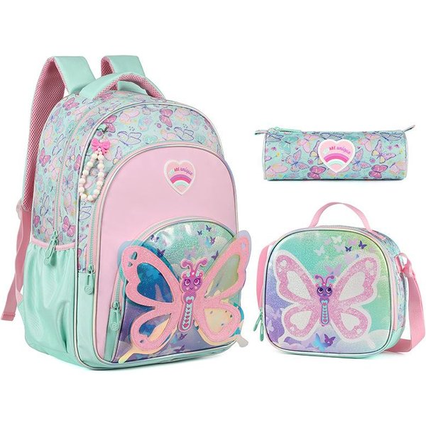 Mochilas Escolares Para NiñAs Set De Mochila Escolar Con Bolsa De Almuerzo Estuche Mochila Para Estudiantes De Primaria Linda Bolsa Para Libros-image