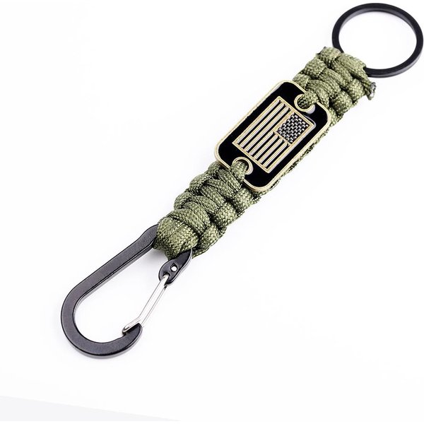 2 Piezas CordóN Trenzado De Paracord De Alta Resistencia Llavero Con Bandera De Ee. Uu. Cuerda De ParacaíDas Collar Con Clip MetáLico HK Llavero Para Exteriores Black-image