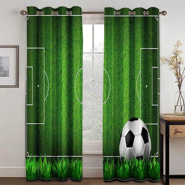 Czerwono-BiałO-Niebieska Flaga ZasłOny PiłKarskie PiłKi WzóR PiłKarski 3D ZasłOny Okienne Do Salonu Dekoracja Okna Draperie 50W160H(Cm)X2Panel&Grommet Top Jasny Kolor Szary-image