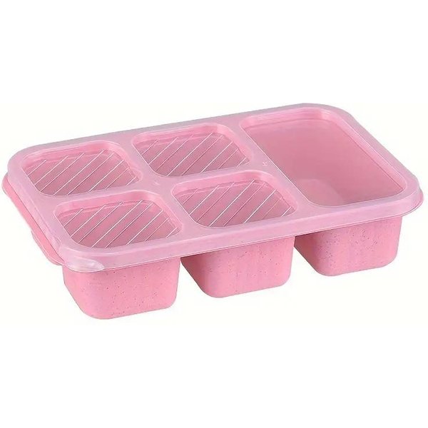 5-Komorowy, Wielokrotnego UżYtku, Bento Box, Szczelny, PrzenośNy Pojemnik Na żYwność Z Bezpieczną Pokrywką, Idealny Do SzkołY, Na Kemping I Piknik 5&1 RóżOwy-image