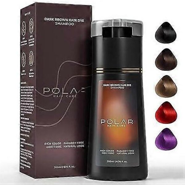 (Marron Oscuro) Champú Tinte Para El Cabello, Champú Tinte Polar, Champú Tinte InstantáNeo Polar Haircare, Champú De Color Natural Para Cobertura De Canas, Adecuado 2Pcs MarróN Oscuro-image