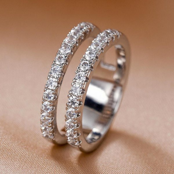 Anillos De Promesa Copperbling Bling Con Circonita CúBica Redonda Anillo De Boda Para Mujer JoyeríA De Alta Calidad De Moda 6-image