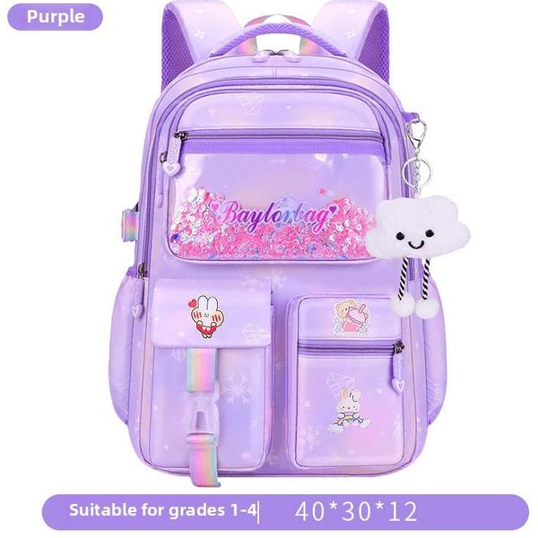 Mochila Escolar Kawaii Para NiñAs Mochila Para Estudiantes De Primaria Regalo Para NiñOs Rosa Morado Mochila Escolar Para NiñAs De Primaria-image