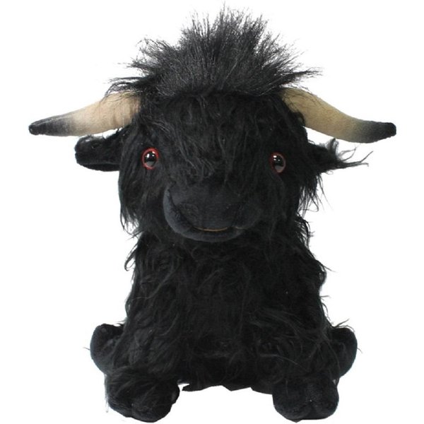 Urocza Pluszowa Zabawka Krowa Szkocka, MięKka Wypchana Lalka ZwierząTko, Krowa Z DłUgą SierśCią, Symulacja, Dla Dzieci, Prezent, WystróJ Domu 25Cm Black-image