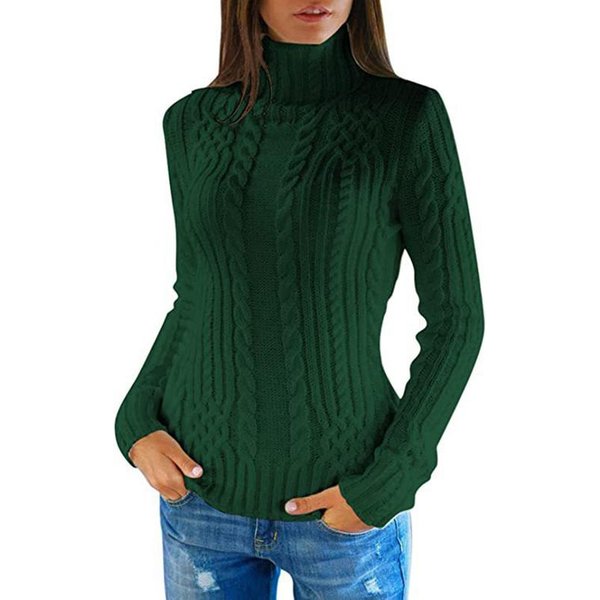 Sweter Kaszmirowy Swetry Damskie Dzianinowe Golf Z WełNy DłUgie RęKawy Sweter Zimowy Jesień Swetry Damskie L Zielony-image