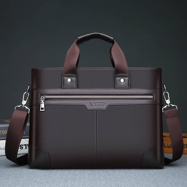 MaletíN De Cuero Genuino Para Oficina Y Negocios Para Hombre, MaletíN Para Computadora PortáTil, MaletíN Tipo Cartera, Bolso Tipo Mensajero 35Cm*25Cm*6Cm-image