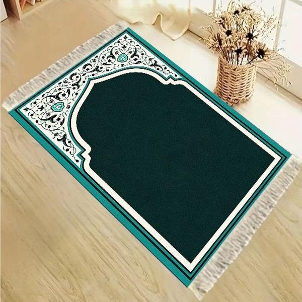Jasnoniebieski ŁUkowy Dywanik Modlitewny AntypośLizgowy Tradycyjny Islamski Dywanik Modlitewny Z FręDzlami 48X98CM-image