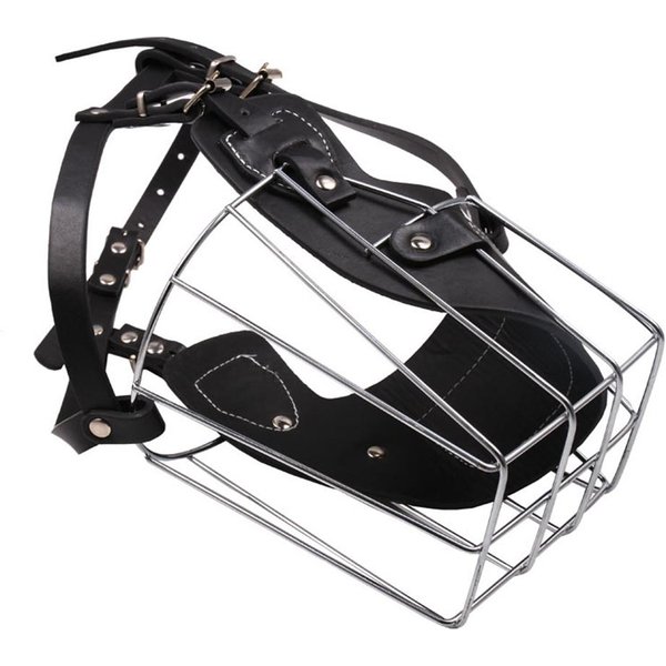 Bozal Para Perro Metal Cesta Facial Boca De Perro Transpirable Ajustable Cuero Correa Anti Mordida Anti Ladrido Jaula De Cesta De Alambre Suministros Para Mascotas L-image