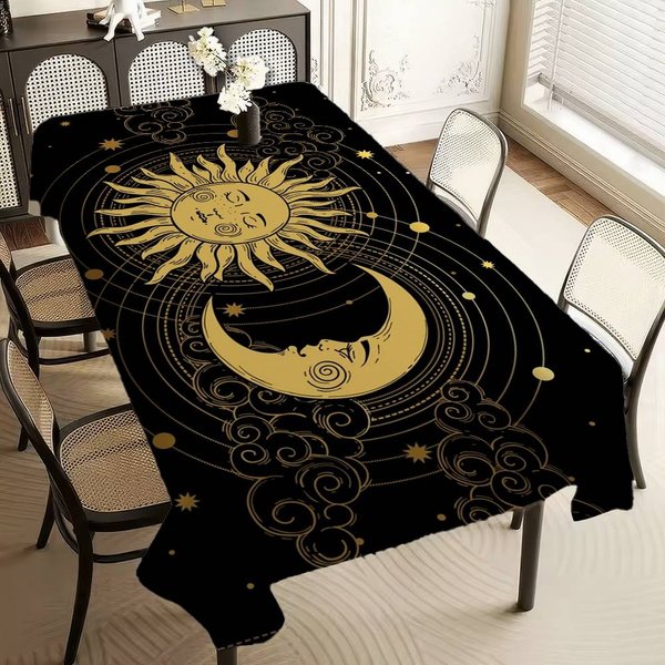 Mantel De Mesa Tarot Luna De Brujas Rectangular Mantel De Mesa Antimanchas Hule Mantel De Mesa Impermeable DecoracióN 100X160Cm-image