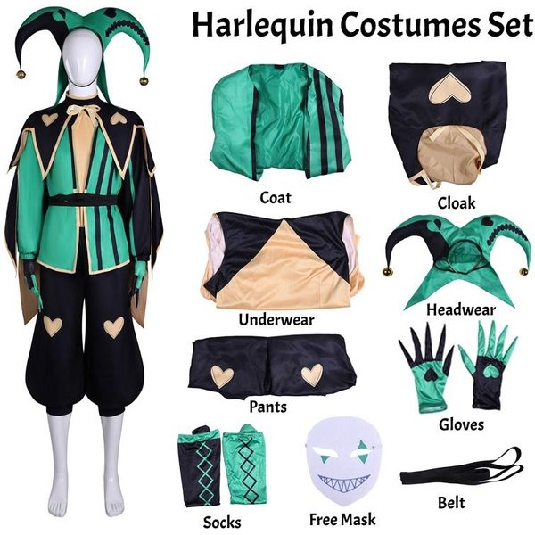 El Circo Del Terror Disfraz Completo De Payaso ArlequíN Pierrot BufóN Unisex Atuendo Cosplay Halloween Carnaval Disfraz De FantasíA Mono XL Blue-image