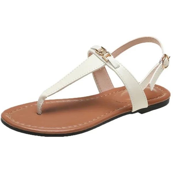 Damskie Buty Japonki Damskie SandałY Moda Codzienne SandałY Damskie Pasek Z Klamrą PłAskie Z Odkrytym Palcem Outdoor Damskie Buty 37 Brown-image