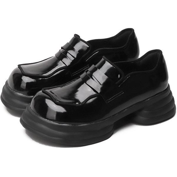 Mocasines Japoneses Para Mujer, Primavera Y OtoñO, Nuevo DiseñO De Nicho, Suela Gruesa, Zapatos PequeñOs De Cuero Tipo Muffin, Estilo Universitario, Zapatos De Punta Grande. 40-image