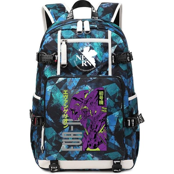 Mochila Escolar Con Estampado De Anime Evangelion Gran Capacidad Mochila Casual Para El DíA A DíA Para NiñOs NiñAs Escuela Viaje-image