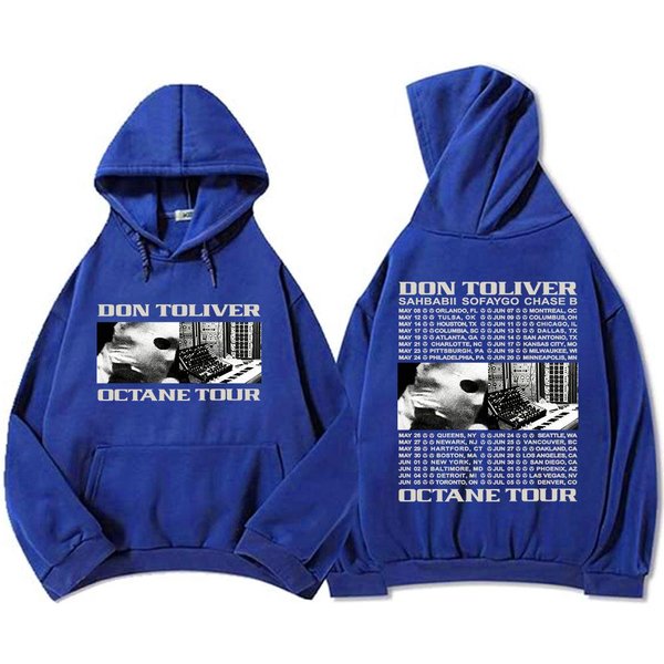 DON Toliver Octane Tour 2026 Bluzy Z Kapturem DłUgi RęKaw Polar MęSkie Bluzy Z Kapturem Projekt Graficzny Nadruk Pulowery Unisex Topy M Blue-image