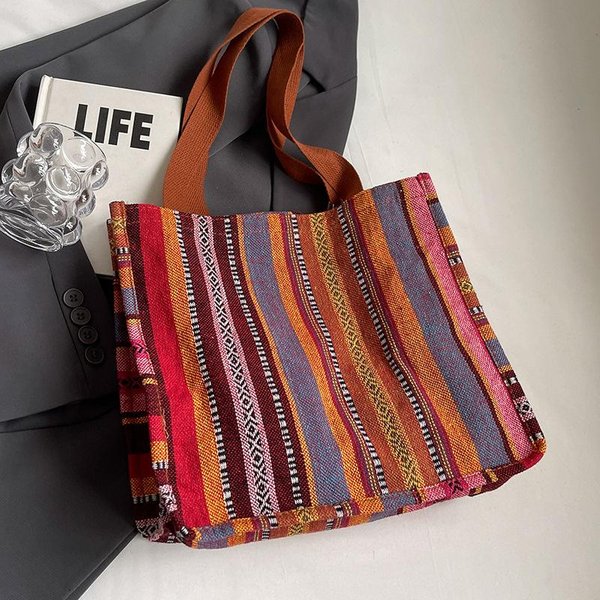 Torba Tote W Stylu Etnicznym O DużEj PojemnośCi Damska Modna Torba Tote Damska Torba Do Klasy Dla Studentek Brown-image