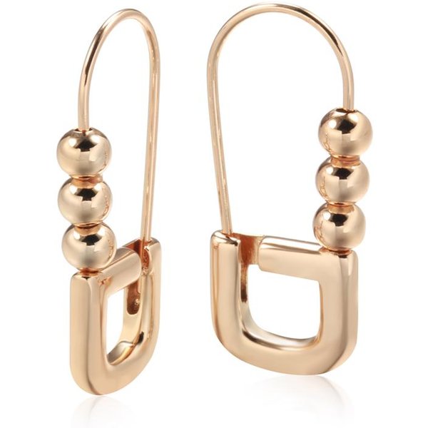 Pendientes Colgantes Brillantes De Moda Pendientes De Cuentas GeoméTricas Simples En Oro Rosa Para Mujeres JoyeríA Fina Diaria De Alta Calidad-image