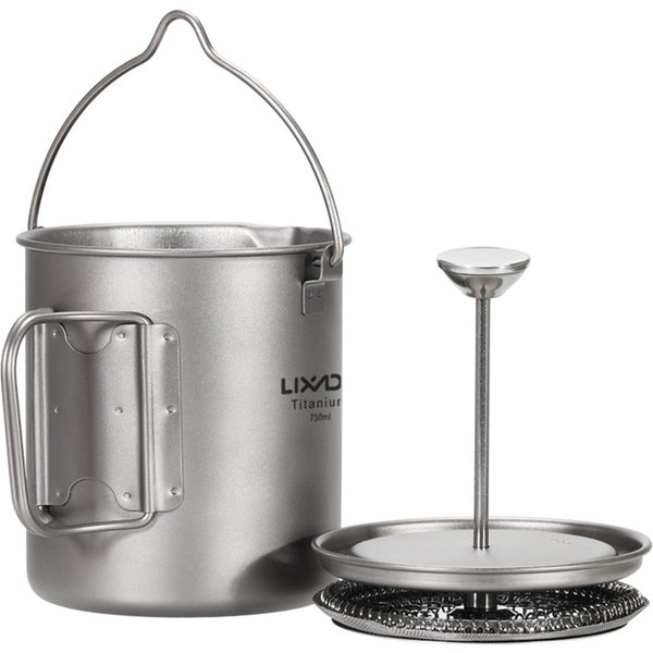 Lixada 750Ml Taza De Café De Titanio Taza De Prensa Francesa Cafetera Olla De Cocina Para Acampar Al Aire Libre Con 750Ml Plata-image