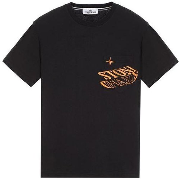 Camiseta De Manga Corta Con Cuello Redondo Y Estampado De Logo Holgado Stone Island Para Hombre Tops Negro 781524688-V0029 XL Black-image