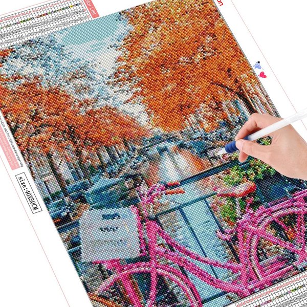 Pintura Con Diamantes Bicicleta Bordado De Diamantes 5D Pantalla Completa Mosaico De Diamantes Imagen De Paisaje 20X30-image