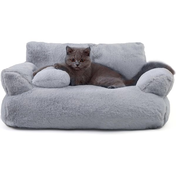 Cama Sofá Para Mascotas Todas Las Estaciones, Lavable A MáQuina, Camas Para Gatos Para Perros PequeñOs Medianos Y Gatos, Sofá Esponjoso Para Gatos, Ultra Suave Y Esponjoso Con Base Antideslizante M Gray-image
