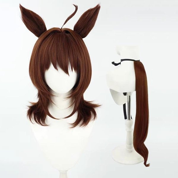 Peluca De Cosplay De Alta Calidad De Uma Musume Pretty Derby Agnes Tachyon Pelucas De Pelo Resistentes Al Calor + Gorro Para Peluca Black-image