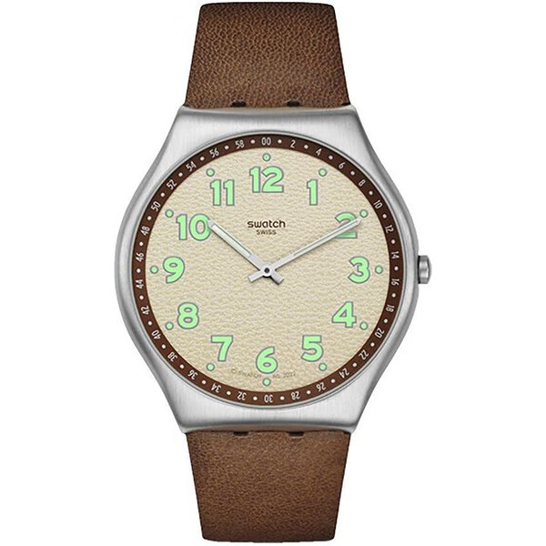 Swatch Serie Skin Irony Movimiento De Cuarzo Minimalista Tono MarróN Moda Reloj De Cuarzo Luminoso Relojes Unisex Beige SS07S135 Brown Beige-image
