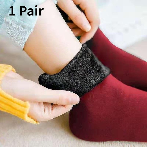 1 Lub 3 Pary Unisex Zimowe CiepłE Grube Termiczne Skarpety WełNa Kaszmir ŚNieg Bezszwowe Skarpety Aksamit MięKkie Buty PodłOgowe Skarpety Do Spania 1Pc Czerwony-image