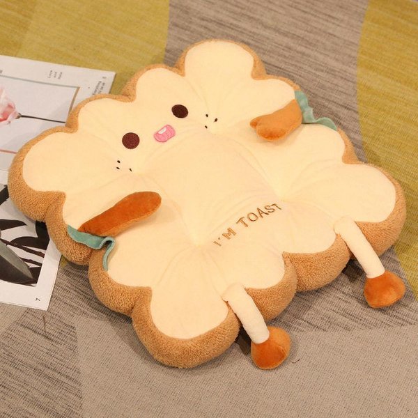 Super Urocza MięKka Poduszka Tost Pluszowa Zabawka AntypośLizgowa Poduszka KrzesłO Do Spania Poduszka Na Sofę Poduszka Lalka ŚWiąTeczne Prezenty Urodzinowe 40Cm-image
