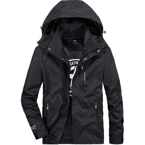 Chaqueta De Hombre Primavera Y OtoñO Moda Casual Talla Grande Delgada Deportiva Con Capucha Suelta Xxxxl Black-image