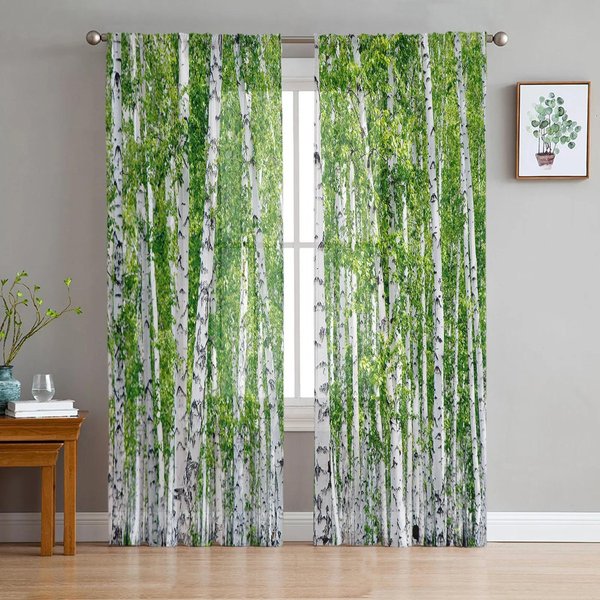 Jezioro Natura Drzewa GóRy Niebo Chmury Niebieski Tiul Przezroczyste ZasłOny Okienne Do Salonu Sypialni Woal Organza ZasłOny ZasłOny W135 X H115Cm X1&Grommet Top-image