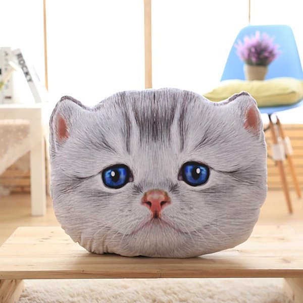 Almohada De Peluche Gato Scottish Fold Rellena Suave Animal De Dibujos Animados CojíN De Asiento Soporte Lumbar Peluche Sofá Silla DecoracióN Interior Regalo 40Cm Gray-image