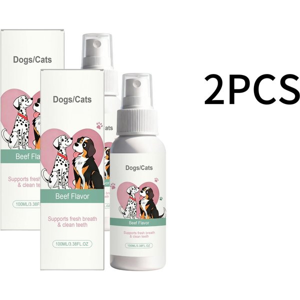 PłYn Do Higieny Jamy Ustnej Dla PsóW I KotóW Gliceryna I Ekstrakt Z Kwiatu Wiciokrzewu Codzienne Czyszczenie Jamy Ustnej ŚWieżY Oddech Delikatny Spray 100 Ml White-image