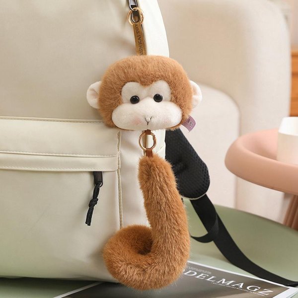 Treasuringu Nowe Pluszowe Zabawki Panda Czerwona Urocze ZwierząTka Z KreskóWki Pluszowy Breloczek Kawaii MałPka Pluszowa Lalka Dekoracja Torby Prezenty Urodzinowe White-image