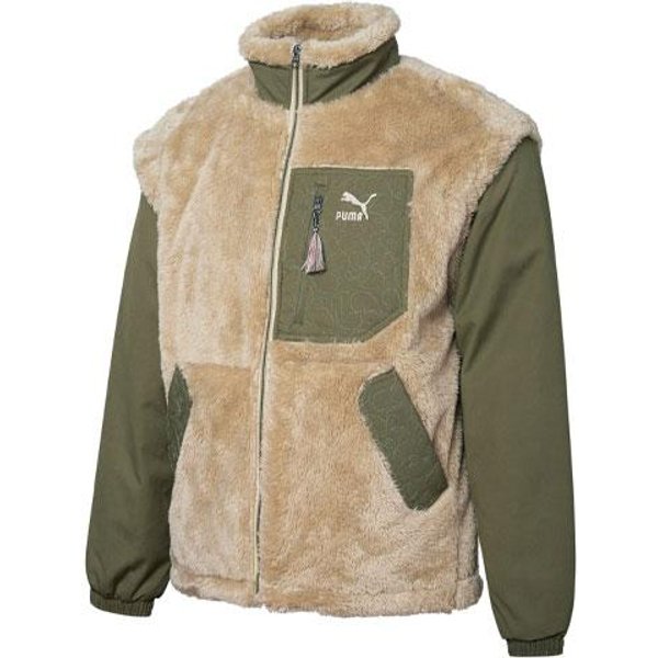 Chaquetas De Terciopelo Puma Para Hombre Color Caqui Cuello Alto Moderado M-image