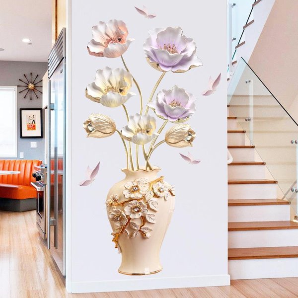 Naklejki śCienne 3D Tulipan Samoprzylepne Naklejki śCienne Peel And Stick Do Sypialni Salonu Dekoracja Domu Sztuka ŚCienna 60X90Cm Multikolor-image
