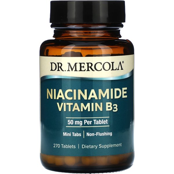 Dr. Mercola, Niacynamid Witamina B3, 50 Mg, 270 Tabletek-image